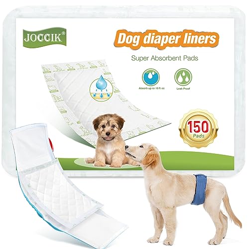 Dog Diaper Liners 150ct Super Soft and Absorbent Dog Diaper Booster Pads for Male Dog Belly Bands or Female Dog Diapers(Regular, 150pcs)
