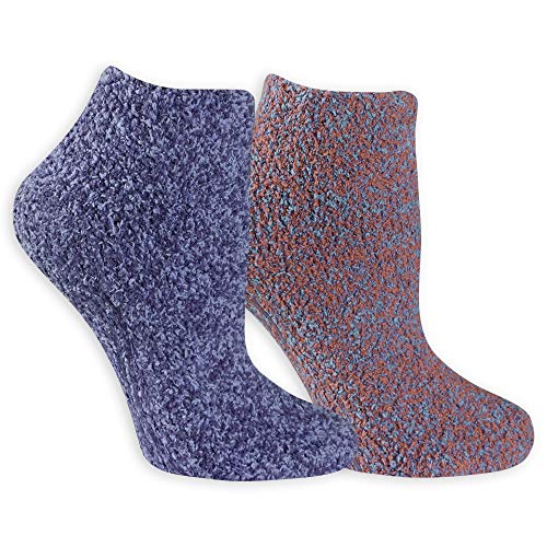 Dr. Scholl's Women's 2 Pack Soothing Spa Low Cut Lavender + Vitamin E Socks with Silicone Treads, Blue, Shoe Size: 4-10