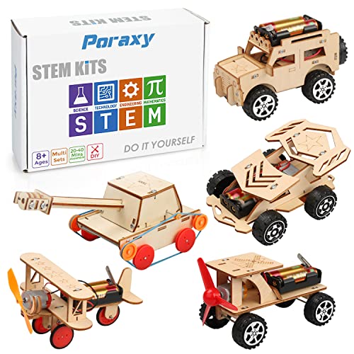 5 in 1 STEM Kits, STEM Projects for Kids Ages 8-12, Wooden Model Car Kits, Gifts for Boys 8-10, 3D Puzzles, Science Educational Crafts Building Kit, Toys for 8 9 10 11 12 13 Year Old Boys and Girls