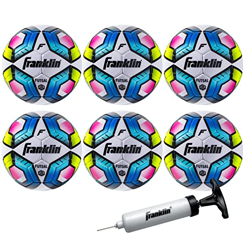 Franklin Sports Futsal Ball - Low Bounce Futsal and Indoor Soccer Training Ball - Heavy Indoor + Outdoor Futsal Ball - Size 3-6 Pack with Pump