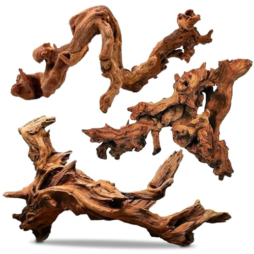 PINVNBY Natural Driftwood for Aquarium Decor Fish Tank Decorations Reptile Decor Driftwood Decor, 3 Pieces 7'-13' Assorted Driftwood Branch