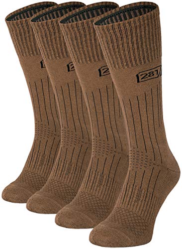 281Z Military Lightweight Boot Socks - Tactical Trekking Hiking - Outdoor Athletic Sport (Coyote Brown)(Medium 4 Pairs Pack)