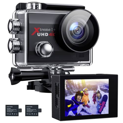 CAMWORLD Action Camera 4K Ultra HD WiFi Waterproof Cameras, 170° Adjustable Wide-Angle 40M Underwater Camcorder, 4X Zoom Sports Cam with 2 Batteries and Accessories
