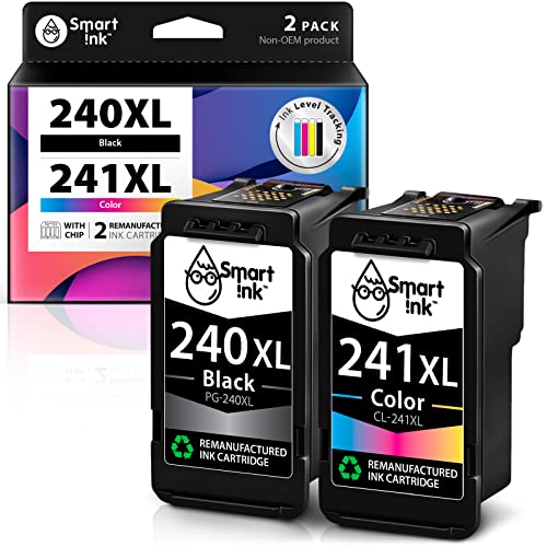 Smart Ink Remanufactured Ink Cartridge Replacement for Canon 240 240XL 241 241XL to use with Pixma MG3620 MG3520 MX472 TS5120 MX452 MX432 MX532 MG3220 Printer (Black & Color XL Combo Pack)
