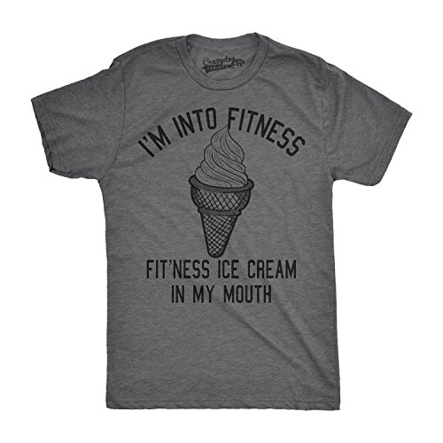 Mens Fitness Ice Cream in My Mouth Tshirt Funny Sweets Workout Desert Tee Funny Mens Shirts for Exercise with Food Dark Grey L