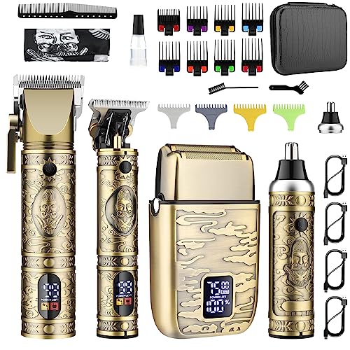 GSKY Hair Clippers for Men Professional,Beard Trimmer Kits & Sets, Cordless Mens Hair Trimmer, Electric Shavers, Haircutting Machine with LED Display, for Barber,for Gifts