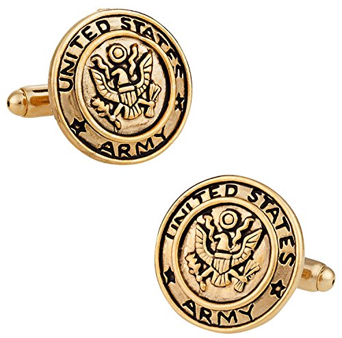 Cuff-Daddy US Army Cufflinks Gold for Active Military Veterans Travel Presentation Idea Box Men Mens