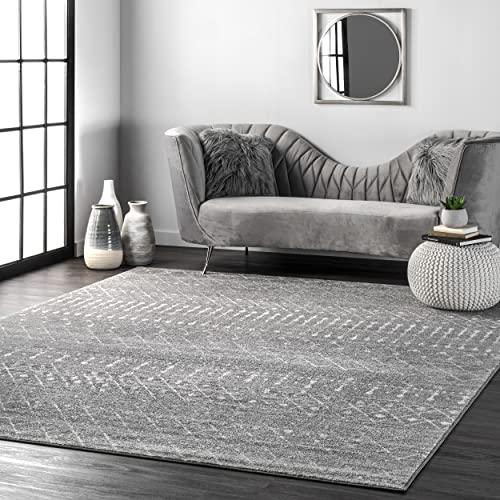 nuLOOM Moroccan Blythe Area Rug - 8x10 Area Rug Transitional Dark Grey/Ivory Rugs for Living Room Bedroom Dining Room Kitchen