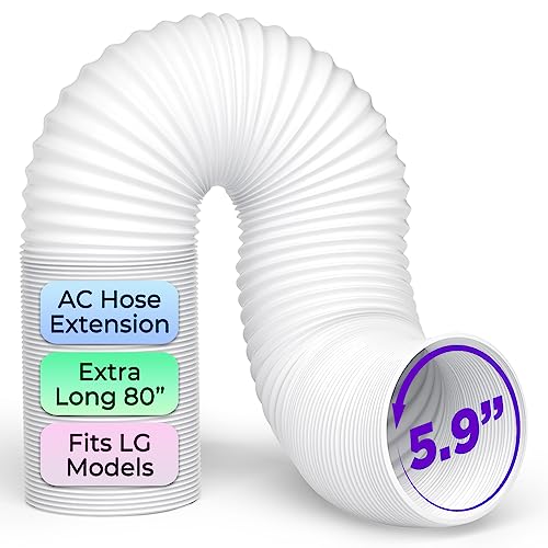 Portable Air Conditioner Hose - AC Hose with 5.9' Diameter, Anti-Clockwise Thread, Length up to 80' - Exhaust Hose for Portable Air Conditioner Vent Compatible with Delonghi & LG Air Conditioner Parts