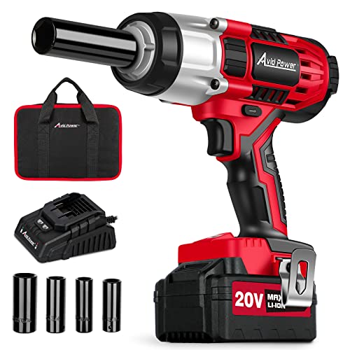 AVID POWER Cordless Impact Wrench, 1/2 Impact Gun w/Max Torque 330 ft lbs (450N.m), Power w/ 3.0A Li-ion Battery, 4 Pcs Impact Sockets and 1 Hour Fast Charger