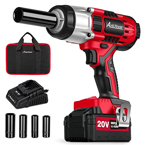 AVID POWER Cordless Impact Wrench, 1/2 Impact Gun w/Max Torque 330 ft lbs (450N.m), Power Impact Torque Wrench w/ 3.0A Li-ion Battery, 4 Pcs Impact Sockets and 1 Hour Fast Charger
