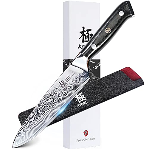 KYOKU Chef Utility Knife - 6' - Shogun Series - Japanese VG10 Steel Core Forged Damascus Blade - with Sheath & Case