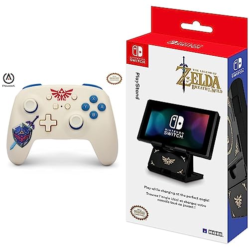 PowerA Wireless Controller for Nintendo Switch - Legend of Zelda Sworn Protector & Nintendo Switch Compact Playstand (The Legend of Zelda) by HORI - Officially Licensed by Nintendo