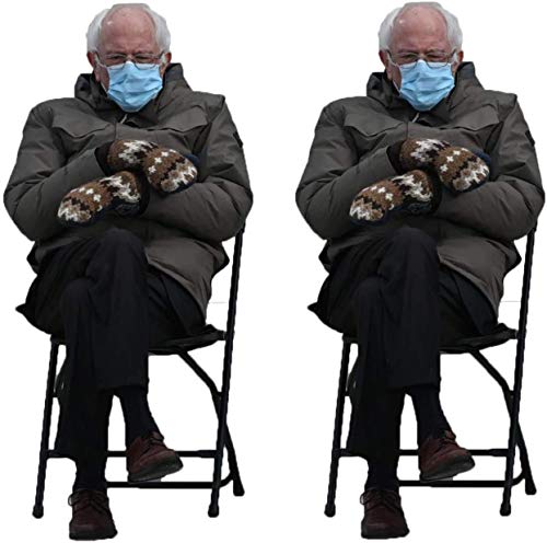 Bernie Sanders Mittens Sitting Inauguration Funny Meme Vinyl Decal Sticker Pack | 2 Pack | - 4.25x2 Inches - Create Your Own Funny Real Life Meme - For Car Truck SUV Van Window Bumper Wall Laptop Water bottle Skateboard and Any Smooth Surface