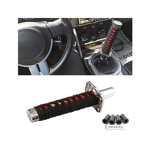 zipelo Samurai Sword Shift Knob, 6 Inch (15cm) Short Gear Shift Knob with 4 Adapters, Samurai Shift Gear Lever for Manual Transmission Cars Most Automatic Transmission Cars(Black/Red)