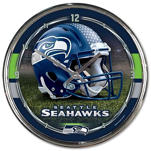 Nfl Football Team Chrome Wall Clock , Seattle Seahawks , 12-Inch