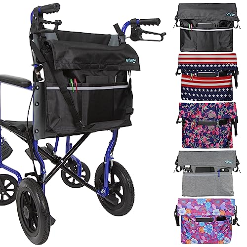 Vive XL Wheelchair Bag - Waterproof, Scratch-Resistant, Double-Stitched, Machine Washable Accessory for Adults, Seniors, 15 Colors - Storage Walker Backpack to Hang on Back of Wheel Chair