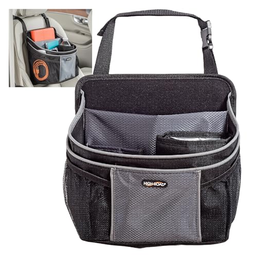 High Road DriverStash Car Front Seat Organizer with Insulated Cup Holder, Padded Tablet Compartment and Handles to Swing Back for Passenger Access for Car, SUV or Truck