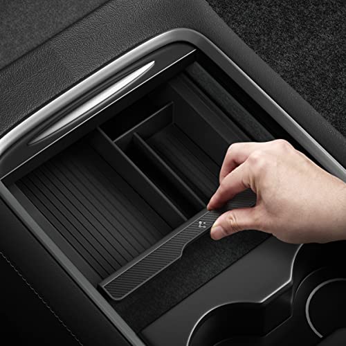 Spigen Center Console Organizer Tray(Carbon Edition) Designed for Tesla Model 3/Y with Smooth Slide Technology 2024/2023/2022 [Not Compatible with Model 3 2024]