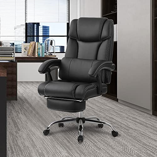 Merax Executive Office Chair, PU Leather Swivel Thick Back & Pddded Seat, High Back Adjustable Reclining, Black