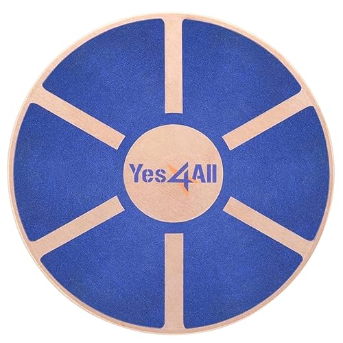 Yes4All Wooden Wobble Balance Board – Exercise Balance Stability Trainer 15.75 inch Diameter - Blue - ²L6CJZ