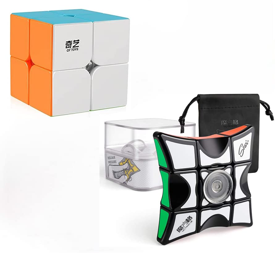 D-FantiX QY Toys Qidi S2 2x2 Speed Cube and Fidget Spinners Cube Anti-Anxiety Fidget Toys for Kids Adults