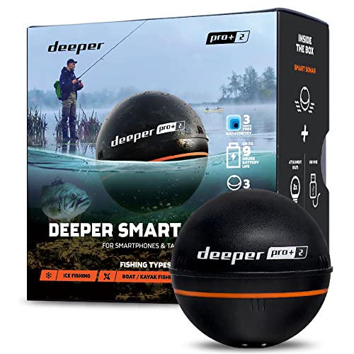 Deeper PRO+ 2 Sonar Fish Finder - Portable Fish Finder and Depth Finder for Kayaks, Boats and Ice Fishing with GPS Enabled | Castable Deeper Fish Finder with Free User Friendly App