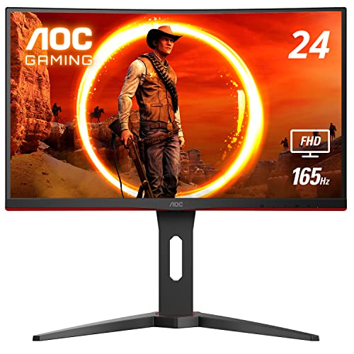 AOC C24G1A 24' Curved Frameless Gaming Monitor, FHD 1920x1080, 1500R, VA, 1ms MPRT, 165Hz (144Hz supported), FreeSync Premium, Height adjustable Black