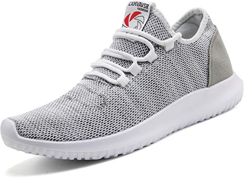 CAMVAVSR Men's Walking Shoes Fashion Slip on Lightweight Breathable Mesh Soft Sole Outdoor Shoes for Men Gray Size 9.5 Squat Weight Lifting Treadmill Shoes