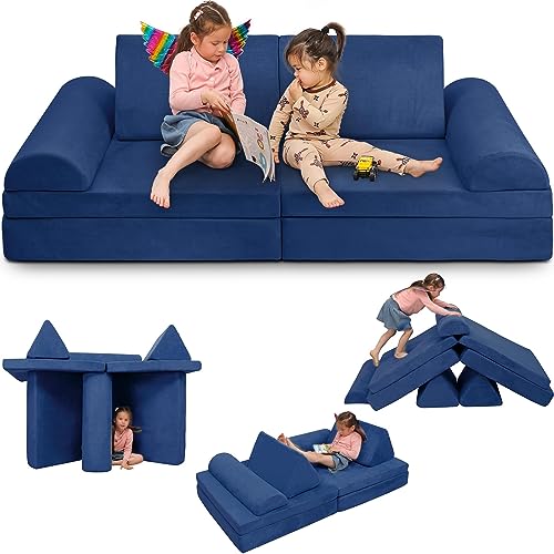 Betterhood Large Imaginative Play Couch Sofa for Kids - Creative Furniture Play Set for Bedrooms, Playrooms, Toddler to Teen - Blue