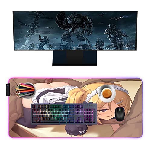 Mouse Pads Sexy Anime Girl Butt Mouse Pad RGB Gaming LED Computer Gaming Accessories Keyboard Carpet Mat Desks 35.43 inch x15.74 inch -A2