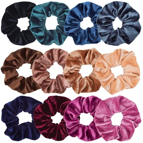 12 Pcs Big Hair Scrunchies Velvet Elastic Hair Bands Scrunchy, Large Hair Scrunchies for Women's Hair, Hair Ties Scrunchie Accessories Valentine's Day Christmas Gifts for Women Teenage Girls