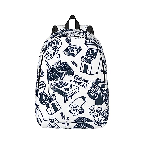Wiqodme Retro Gaming Joystick Gamepad Gorilla Arcade Game Backpack Casual Laptop Daypack Computer Bag for Men Women Travel