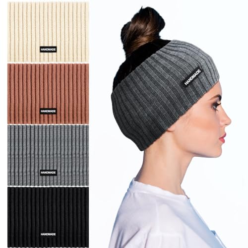 4 Pieces Knit Headbands Winter Ear Warmers Crochet Knit Headbands Elastic Turban Head Wraps Chic Hair Scrunchies Headbands for Women Girls