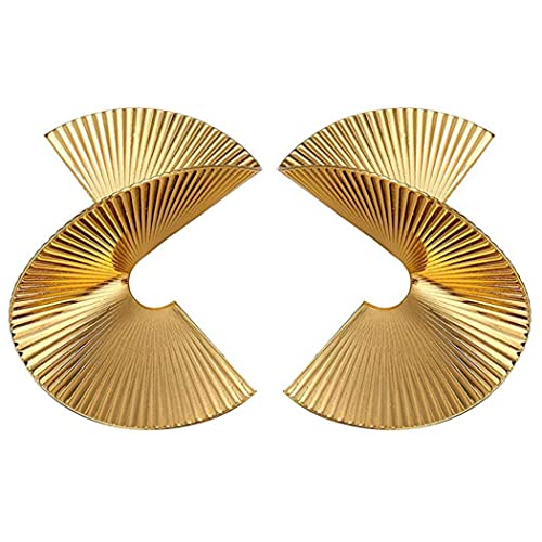 Bmadge Gold Geometric Earrings Exaggerated Statement Earrings Punk Stylish Sectored Twisted Earring Jewelry for Women
