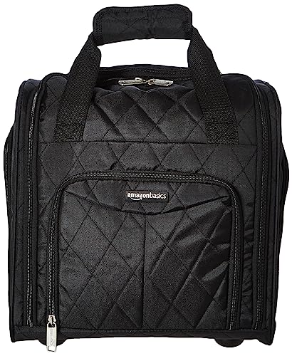Amazon Basics Underseat Carry-On Rolling Travel Luggage Bag, 14 Inches, Black Quilted