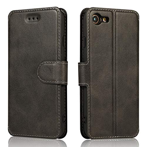 QLTYPRI iPhone 6 Plus iPhone 6S Plus Case Premium PU Leather Simple Wallet Case TPU Bumper [Card Slots] [Kickstand] [Magnetic Closure] Shockproof Flip Cover for Apple iPhone 6P iPhone 6SP - Black