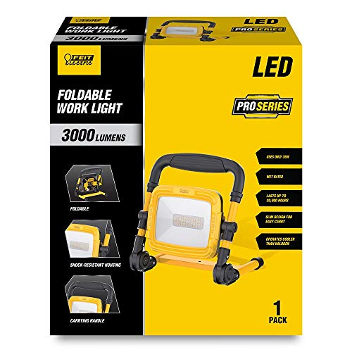 Feit Electric 35W LED Work Light, 3000 Lumens, Ultra Bright Flood Light, Plug-in Portable LED Work Light, Wet Location Rated, Pro Series, WORK3000XLPLUGFOLD