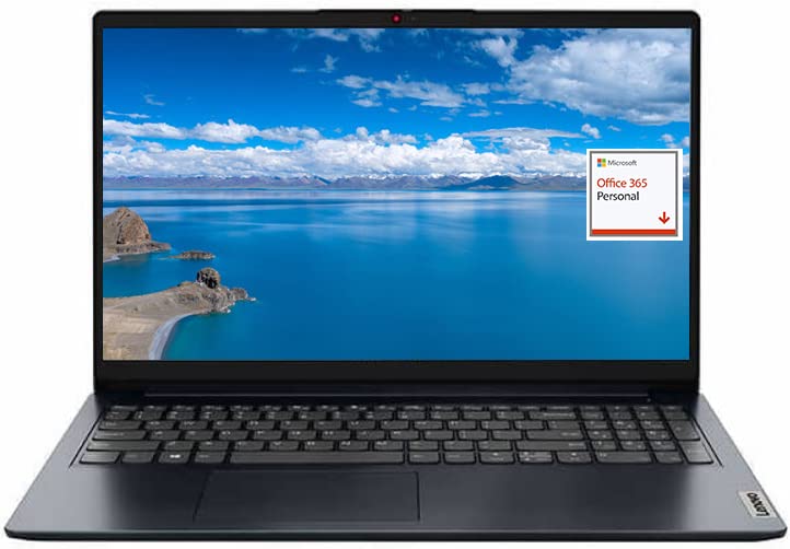 Lenovo IdeaPad 1 15.6' FHD Laptop Newest, Intel Pentium Silver N6000, 12GB RAM, 256GB PCIe SSD+128GB eMMC, 1 Year Microsoft Office 365, Webcam, Type-C, SD Card Reader, Wi-Fi 6, Windows 11