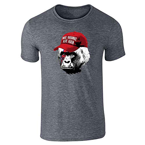 Pop Threads Make Harambe Alive Again Funny Meme Graphic Tee T-Shirt for Men Dark Heather Gray L