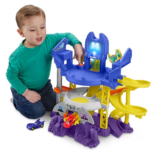 Fisher-Price DC Batwheels Toy Car Race Track Playset, Launch & Race Batcave with Lights & Sounds, Bam The Batmobile & Redbird Vehicles, Ages 3+ Years
