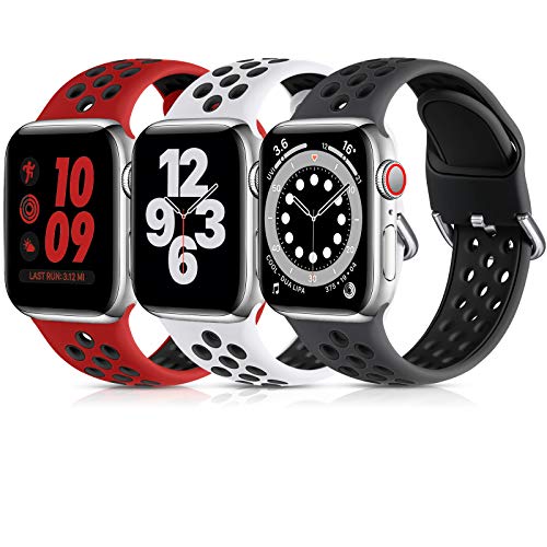 Lerobo 3 Pack Bands Compatible for Apple Watch 44mm 42mm 45mm 49mm 41mm 40mm 38mm,Soft Silicone Breathable Replacement Strap Sport Band SE/Ultra iWatch Series 8 7 6 5 4 2 1 Women Men