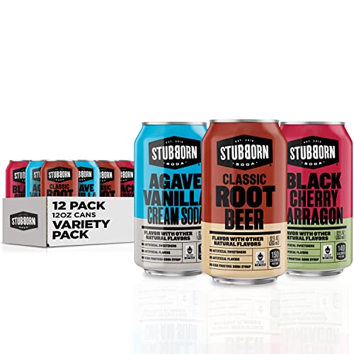 STUBBORN SODA, 3 Flavor Variety Pack, 12oz Cans (12 Pack)