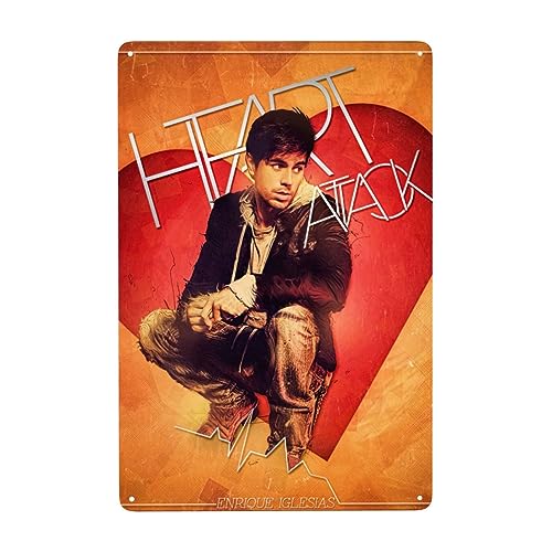 CASOWAT Enrique Singer Iglesias Metal Tin Sign Wall Art Decoration For Living Room Bathroom Kitchen Poster Decor 8 X 12 Inch