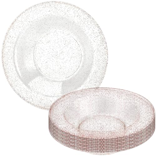 Lillian Collection Glitter Rose Gold Premium Round Dessert Bowls - 5 oz. (Pack of 10) - Perfect for Weddings, Parties & Events