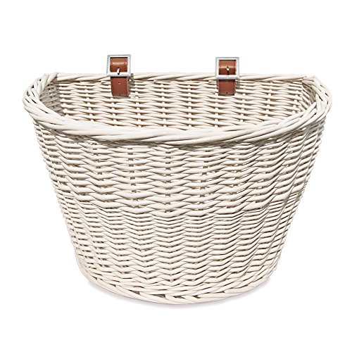 Colorbasket Adult Front Handlebar Wicker Bike Basket, White