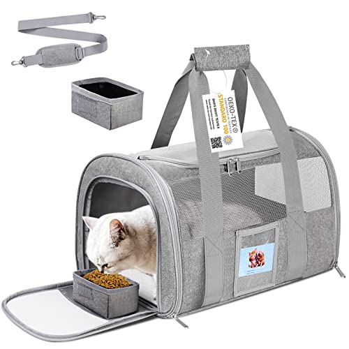 SECLATO Pet Carrier Airline/TSA Approved Small Dogs, Kitten, Carriers for Small Medium Cats Under 15lb, Collapsible Soft Sided Cat Travel Carrier-Grey