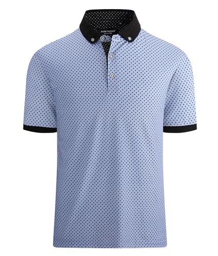 Alex Vando Mens Polo Shirts Short Sleeve Regular Fit Printed Golf Polo Shirt,Print02 Blue,L