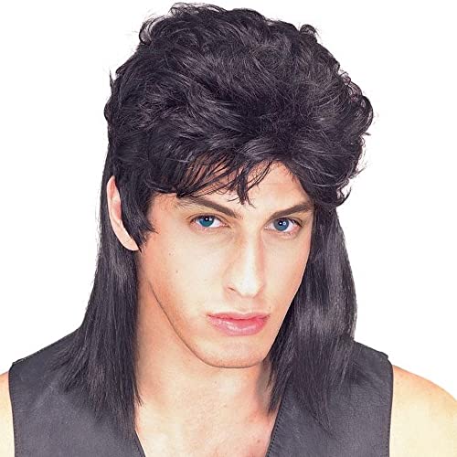 Rubie's mens Humor Black Mullet Shoulder Length Wig, Black, One Size Party Supplies, Black, One Size US