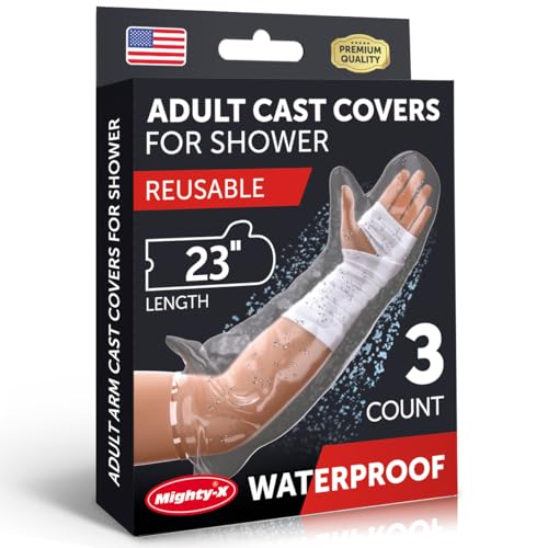 Mighty-X 100% Waterproof Cast Cover Arm Adult - [Watertight Seal] - 3 pack Reusable Cast Covers for Shower Arm - Half Arm Cast Covers for Shower Adult